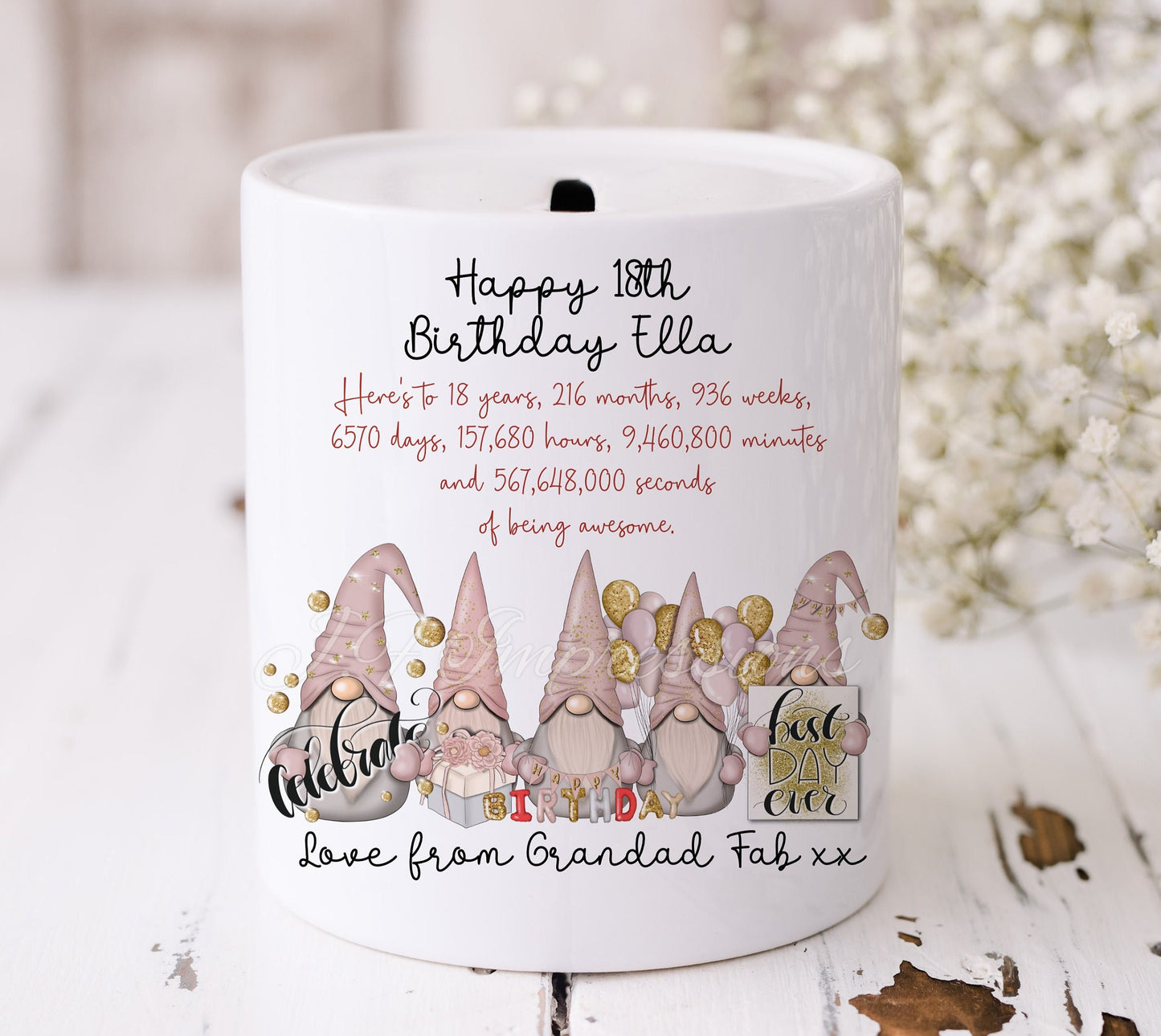 Personalised 18th Birthday Girl Ceramic Money Box