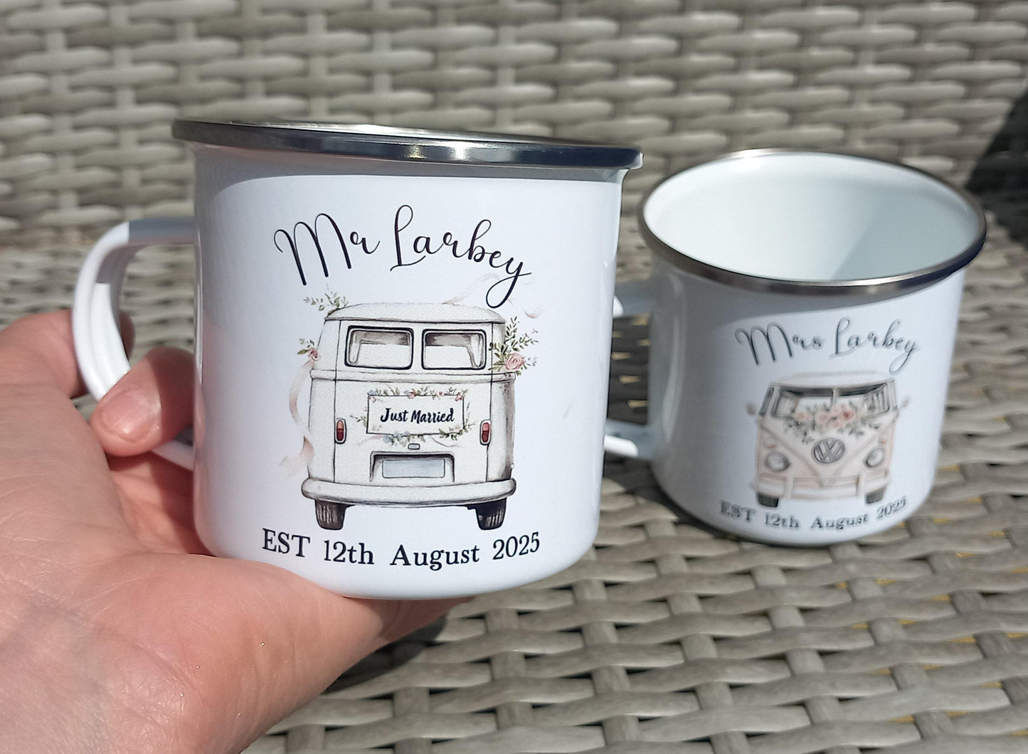 VW Enamel Campervan Wedding Mugs