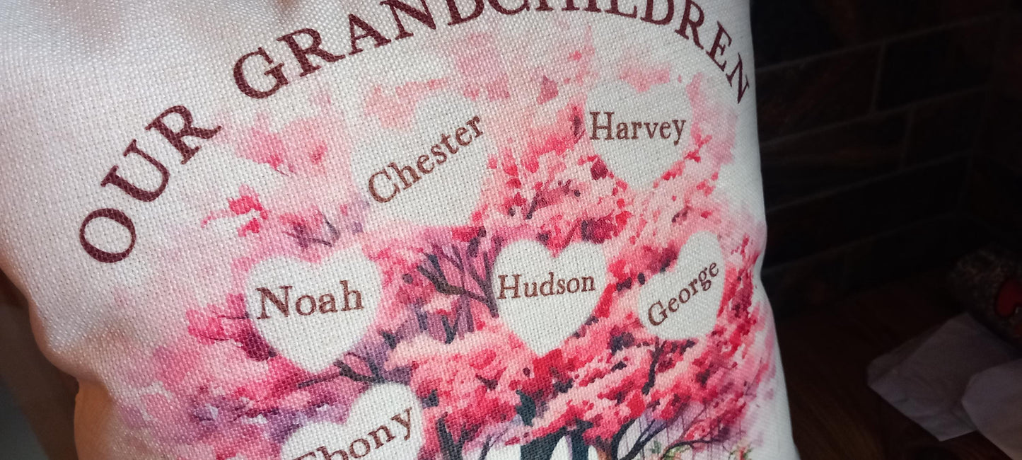 Personalised 'Our Grandchildren' Linen Cushion and Cover