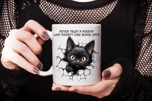 'Never Trust a Person who Doesn't Like Black Cats' Mug