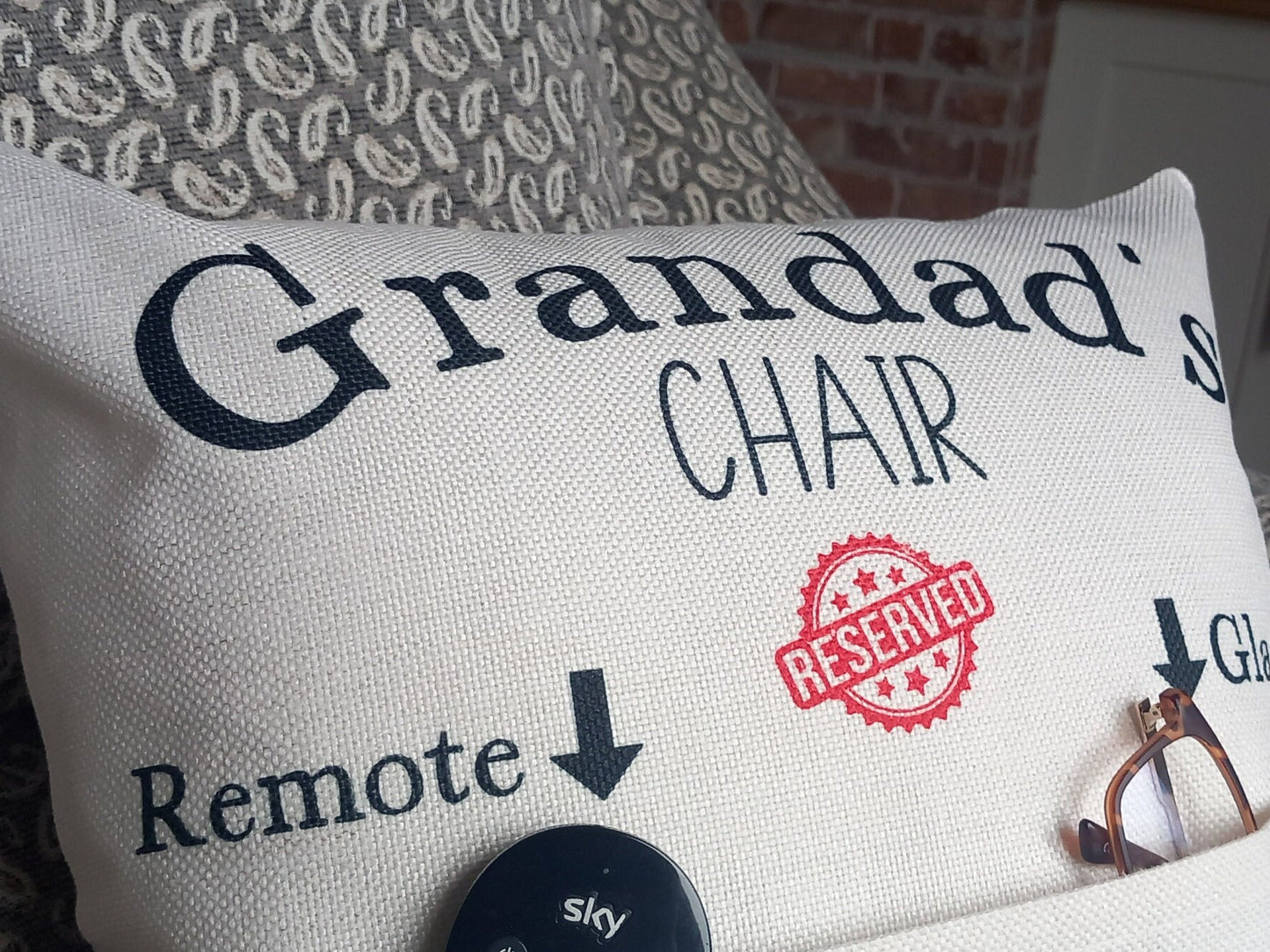 Personalised 'Reserved for Grandad' Pocket Cushion