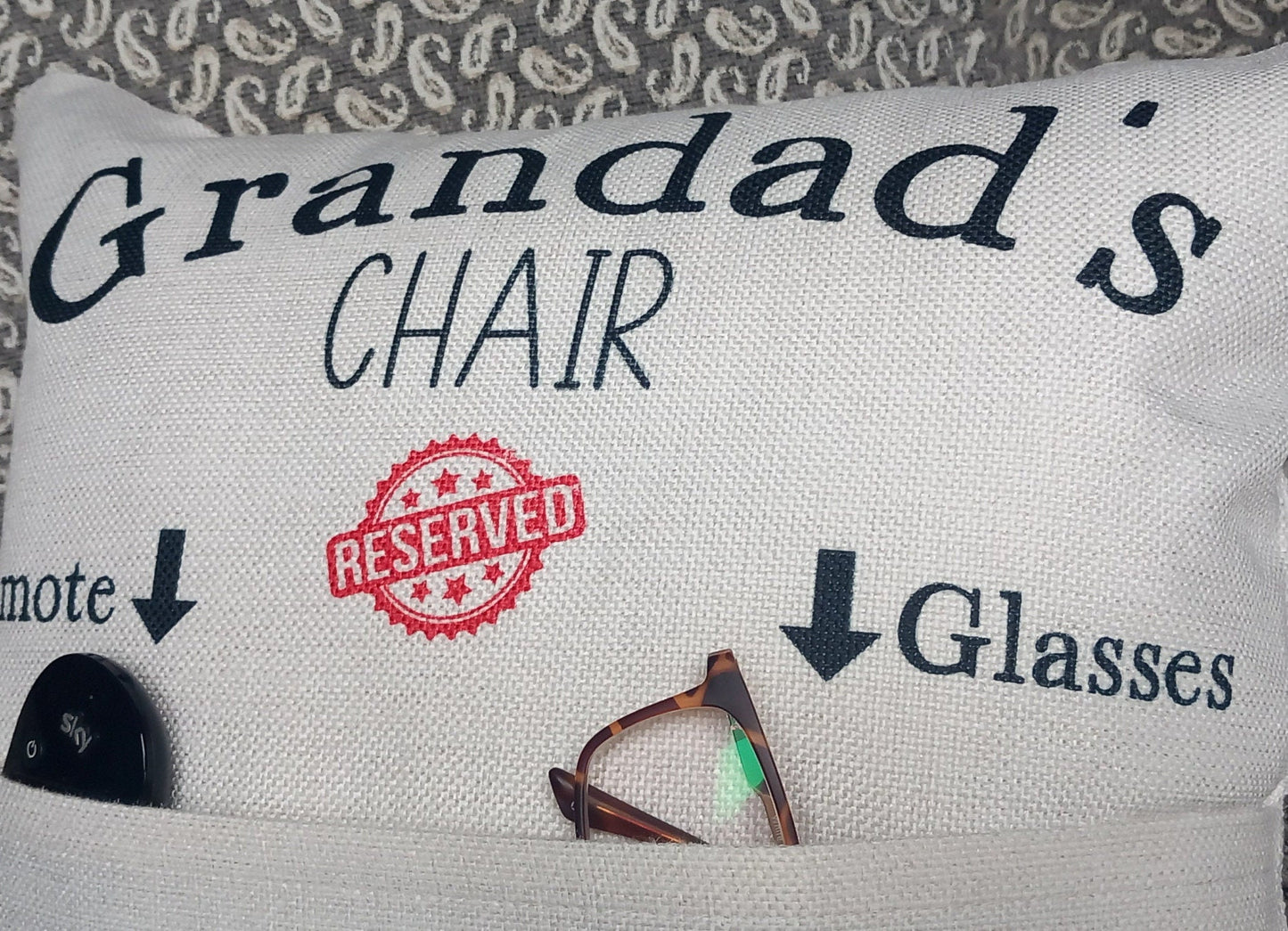 Personalised 'Reserved for Grandad' Pocket Cushion