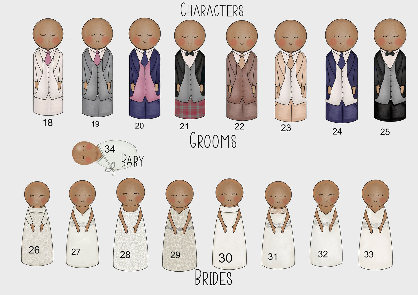 Customisable Peg People Wedding Vase