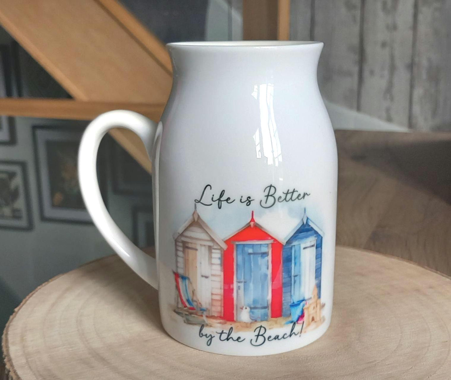 "Life is Better by the Beach" Beach Hut Ceramic Vase