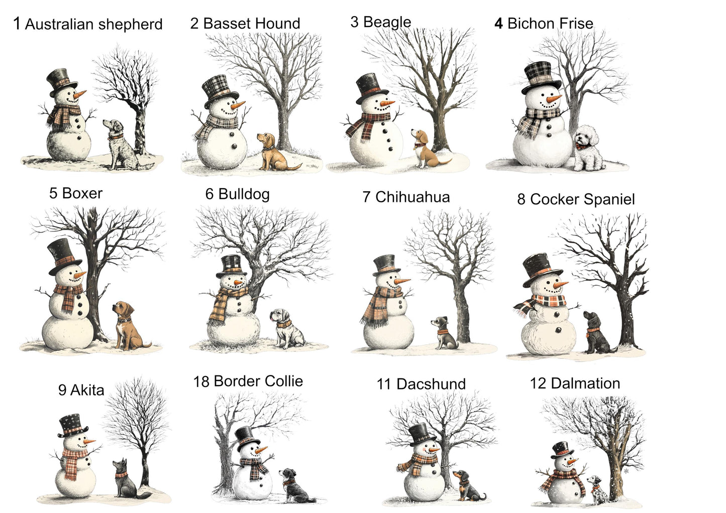 Pet Dog Glass Bauble - Snowman and Dog