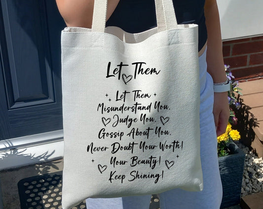 'Let Them' - Inspirational Quote - Linen Tote Bag