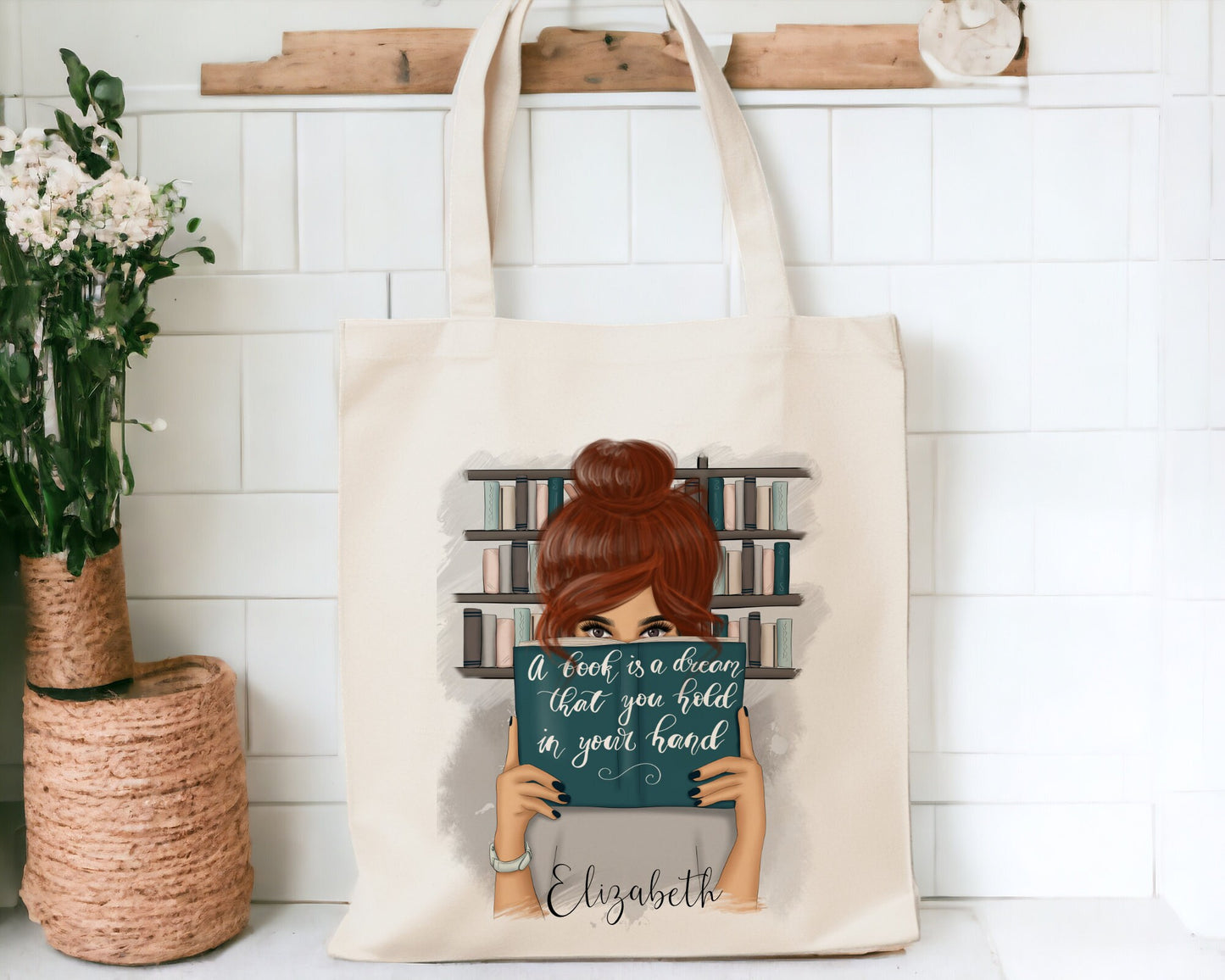 Personalised Book Lover Tote Bag - 3 Characters