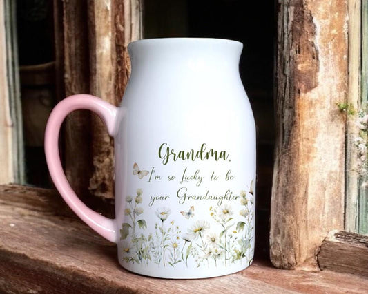 Personalised Ceramic Floral Vase Gift for Mum, Nan, Grandma