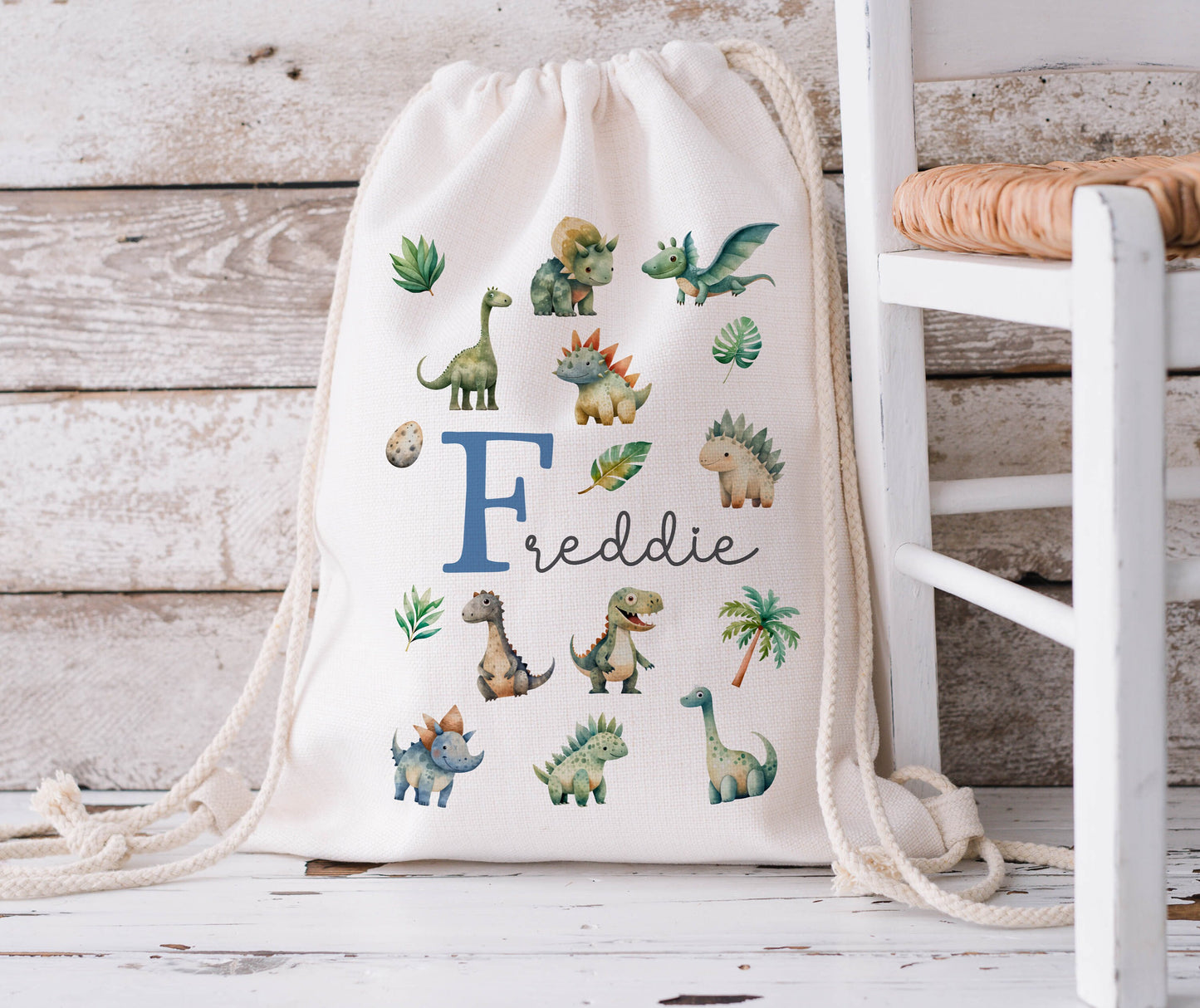 Children's Personalised Linen Drawstring Bags