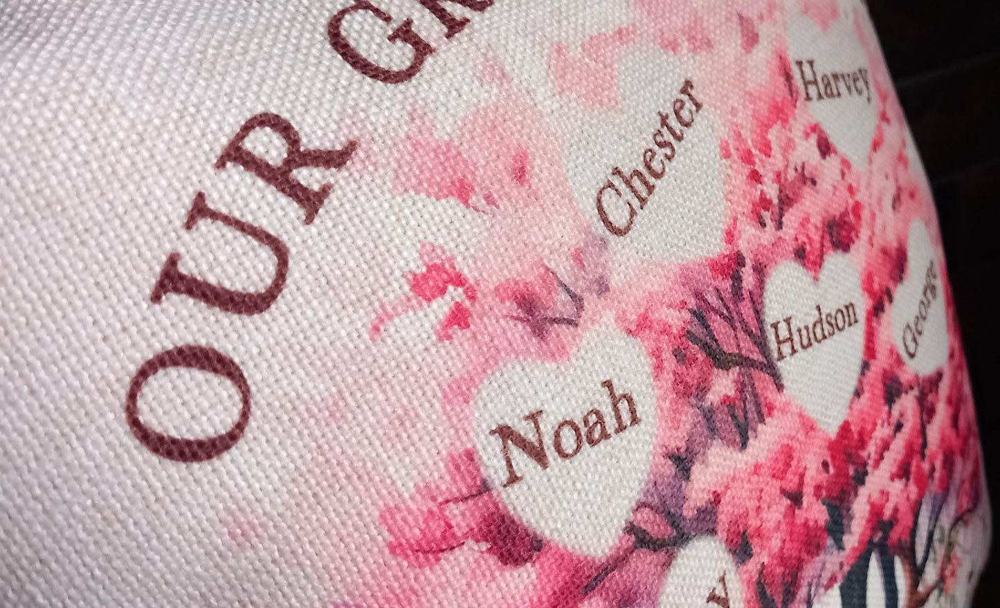 Personalised 'Our Grandchildren' Linen Cushion and Cover