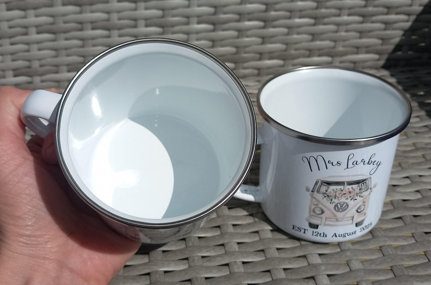 VW Enamel Campervan Wedding Mugs