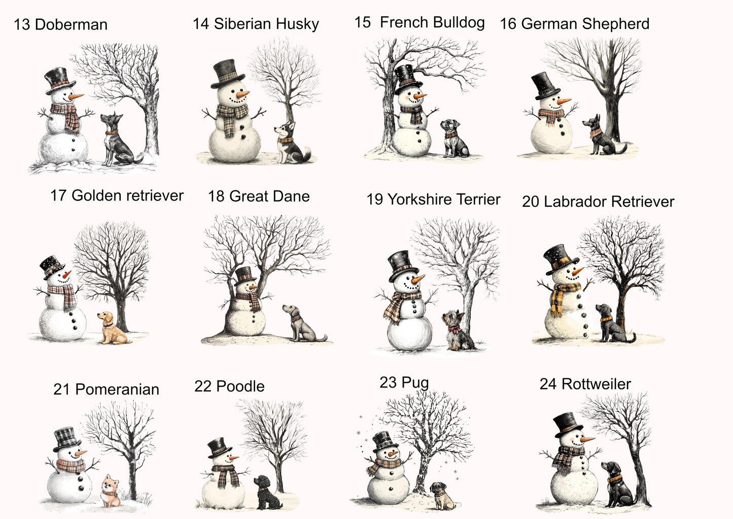 Pet Dog Glass Bauble - Snowman and Dog