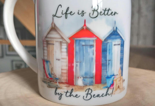 "Life is Better by the Beach" Beach Hut Ceramic Vase