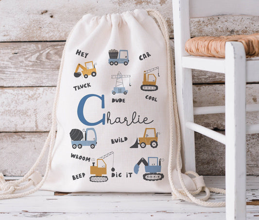Children's Personalised Linen Drawstring Bags