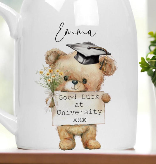 'Good Luck in University' Personalised Vase Gift for Girls