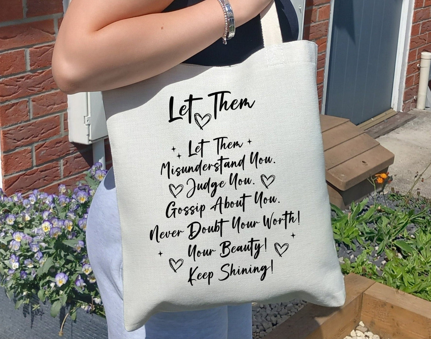 'Let Them' - Inspirational Quote - Linen Tote Bag