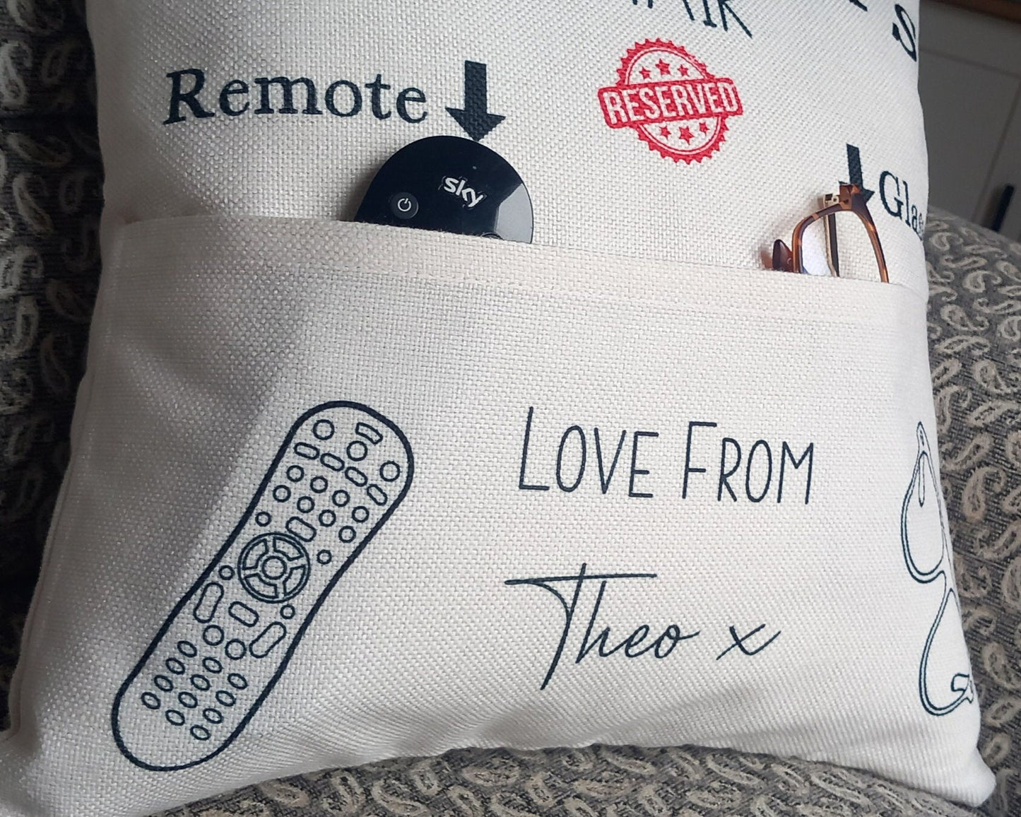 Personalised 'Reserved for Grandad' Pocket Cushion