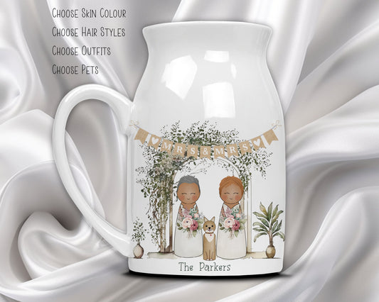 Customisable Peg People Wedding Vase