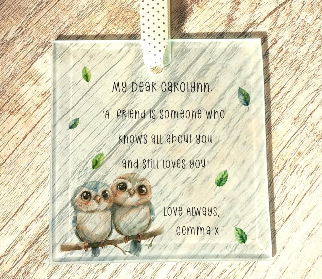 Best Friend Hanging Square Glass Gift Ornament