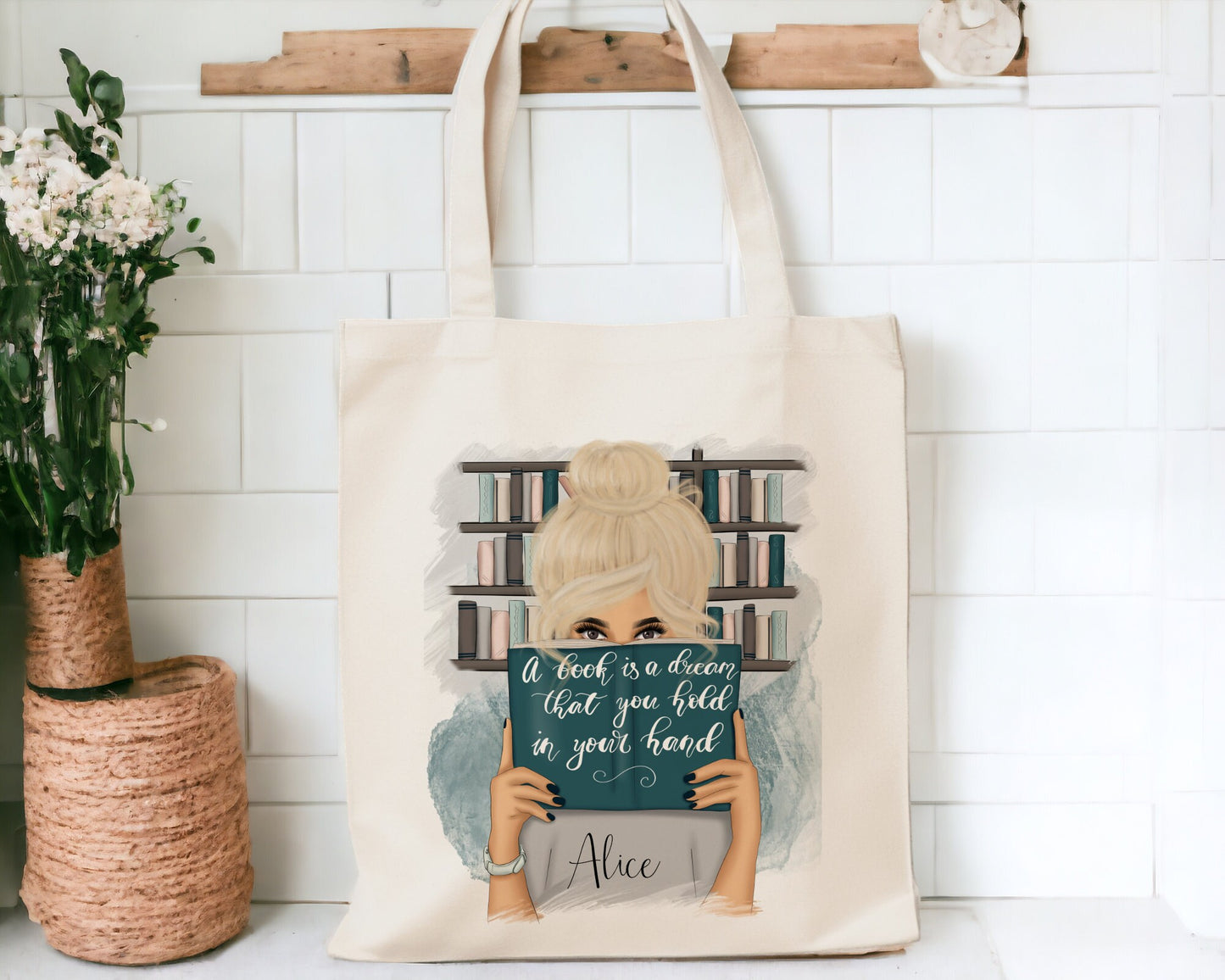 Personalised Book Lover Tote Bag - 3 Characters