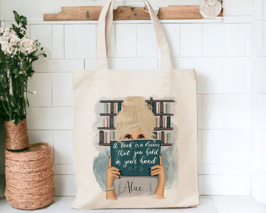 Personalised Book Lover Tote Bag - 3 Characters