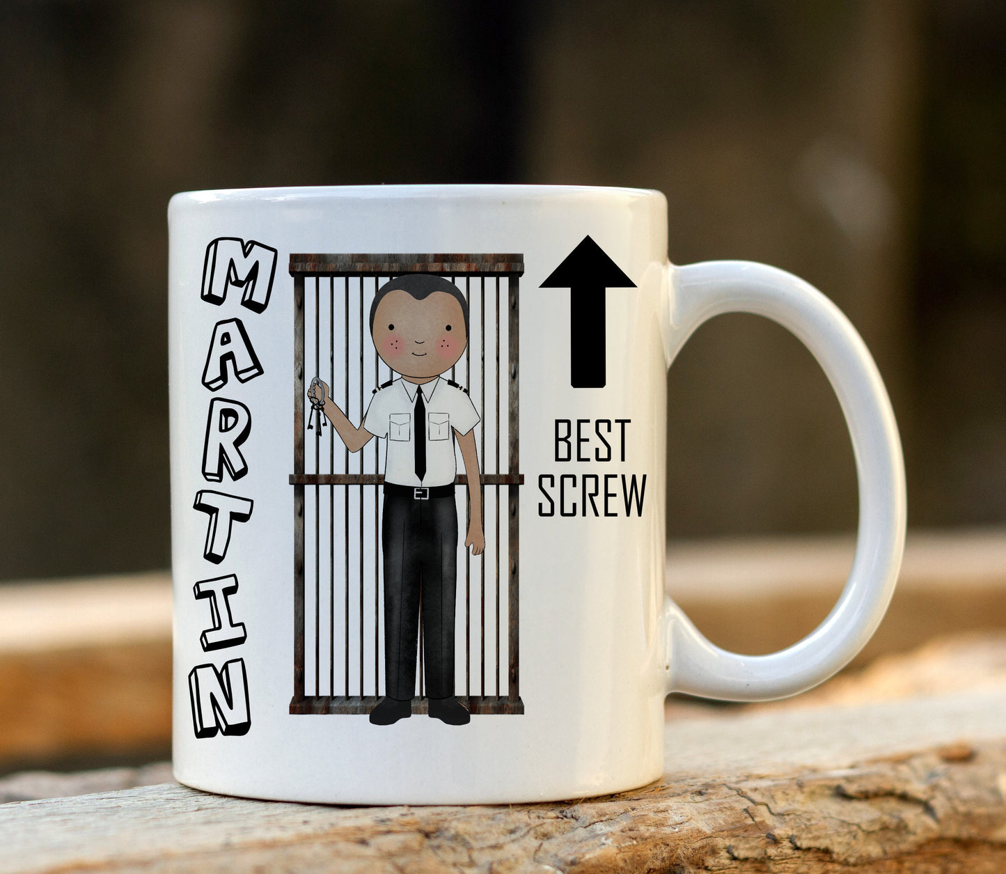 Personalised Unisex Novelty Prison Officer Mug - Gift for Prison Officer - Add a Name - Best Screw - Funny Mug - Customise Character - 11 oz