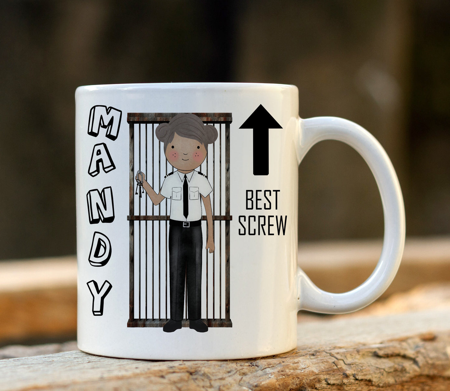 Personalised Unisex Novelty Prison Officer Mug - Gift for Prison Officer - Add a Name - Best Screw - Funny Mug - Customise Character - 11 oz