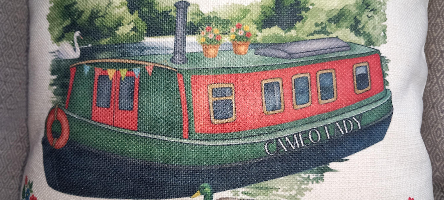 Gifts for Narrowboat Owners - Canal Barge Decor - Personalised Customised - Cushion, Bag, mugs, Pennant - Choose Colour and Boat Name