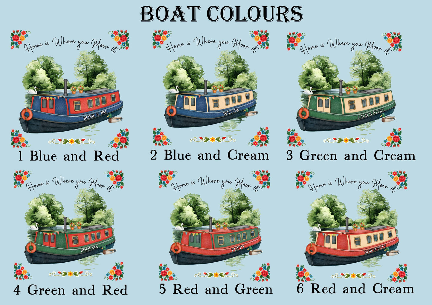 Gifts for Narrowboat Owners - Canal Barge Decor - Personalised Customised - Cushion, Bag, mugs, Pennant - Choose Colour and Boat Name