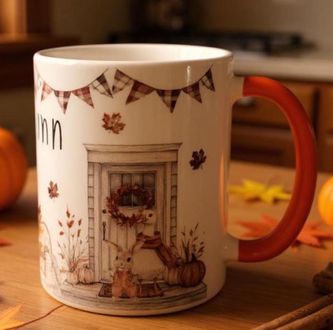 Hello Autumn Mug – Cosy Fall Coffee Cup with Cute Woodland Animals | Pumpkin Spice Mug | Autumn Gift for Her | Autumn Decorative Drinkware