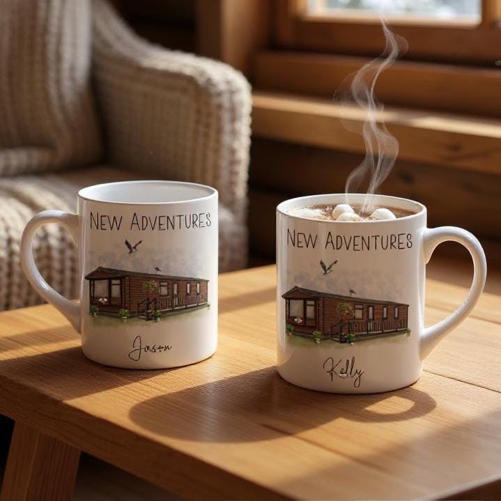 Personalised Static Caravan Mugs - Gifts for Caravan Owners - Choose Van, Text and Caravan Number - Static Van Gift - Customise your Mug