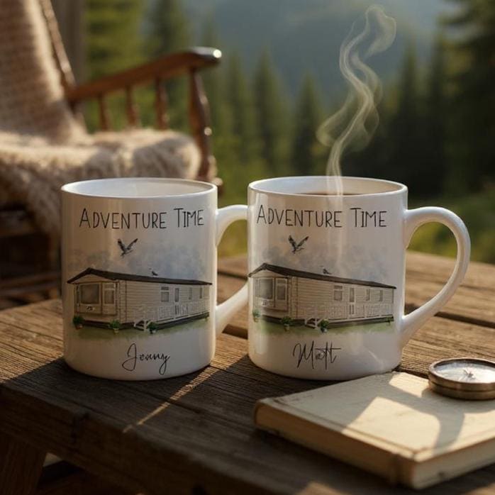Personalised Static Caravan Mugs - Gifts for Caravan Owners - Choose Van, Text and Caravan Number - Static Van Gift - Customise your Mug