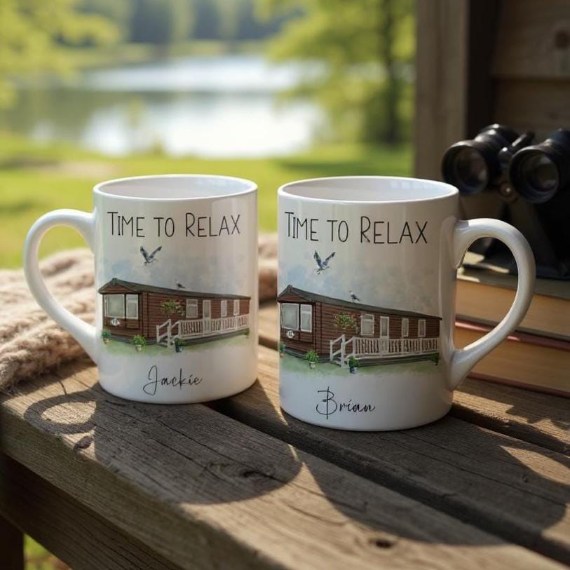 Personalised Static Caravan Mugs - Gifts for Caravan Owners - Choose Van, Text and Caravan Number - Static Van Gift - Customise your Mug