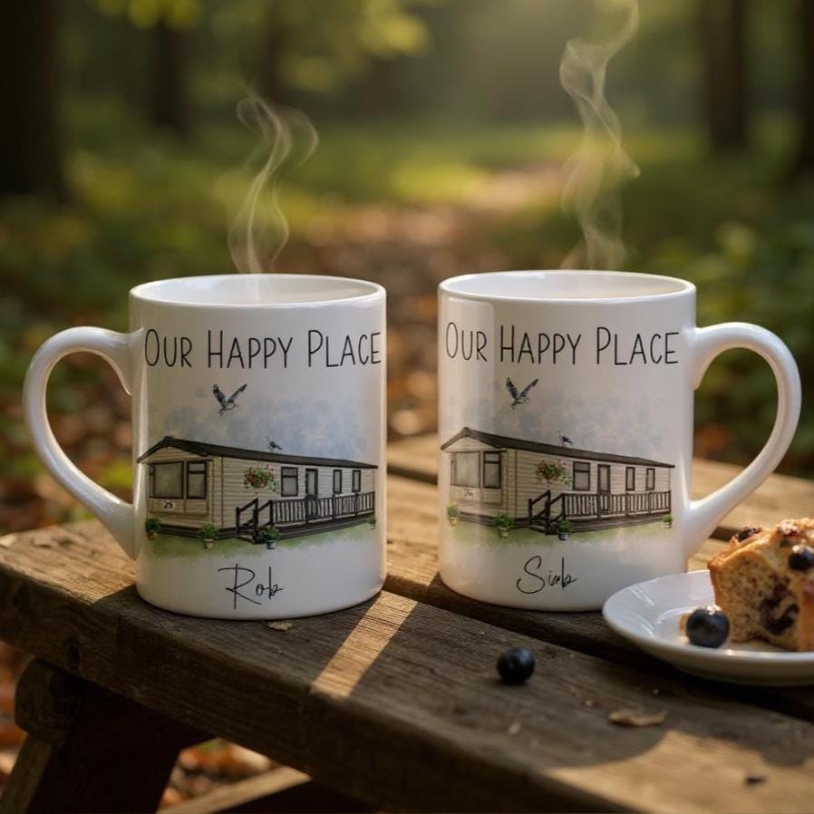 Personalised Static Caravan Mugs - Gifts for Caravan Owners - Choose Van, Text and Caravan Number - Static Van Gift - Customise your Mug