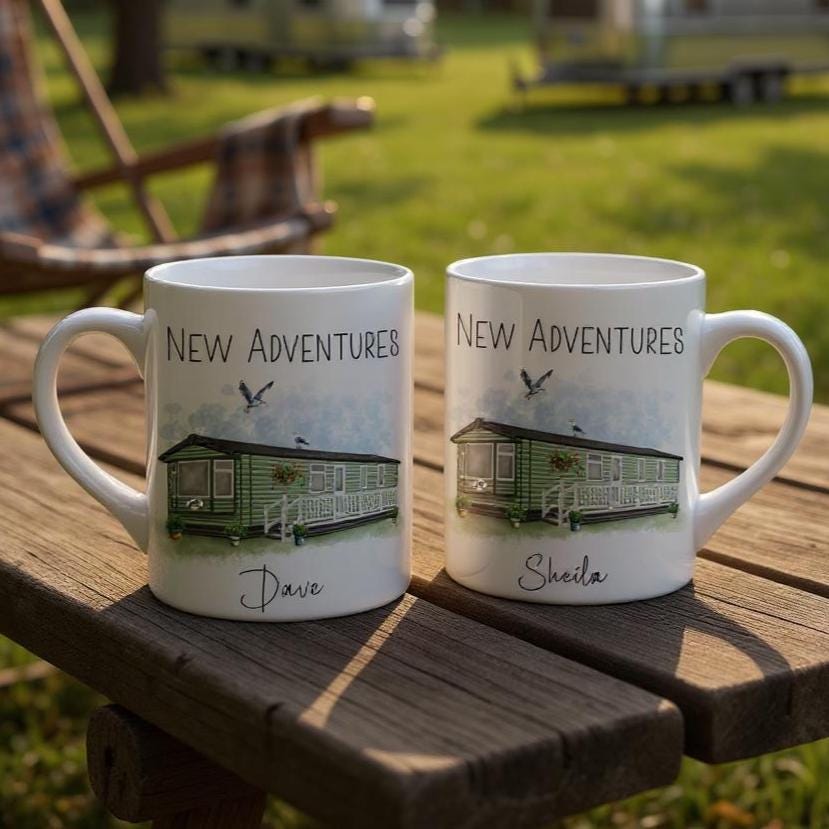 Personalised Static Caravan Mugs - Gifts for Caravan Owners - Choose Van, Text and Caravan Number - Static Van Gift - Customise your Mug