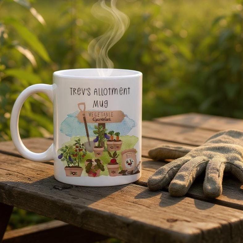 Personalised Allotment Mug - Allotment Lovers Gift - Gifts for Gardeners - Veg Growers Gifts - Allotment Design - Veg Garden Mug