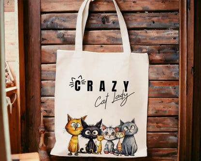Crazy Cat Lady Natural Tote Bag