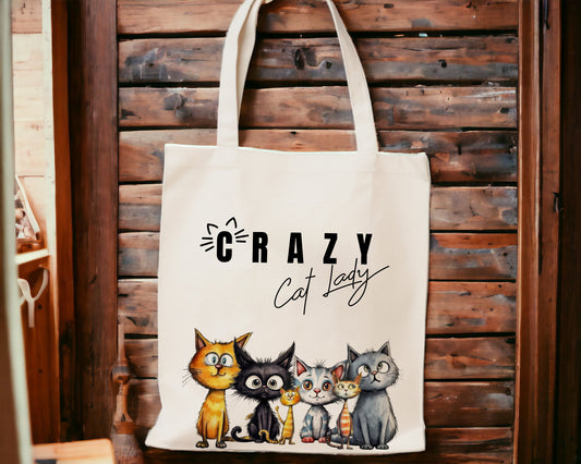 Crazy Cat Lady Natural Tote Bag