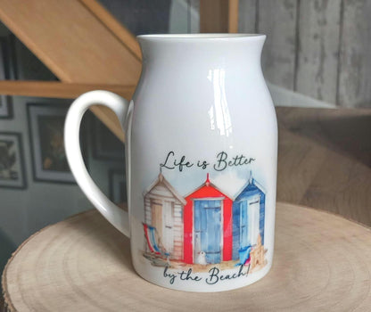 "Life is Better by the Beach" Beach Hut Ceramic Vase