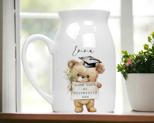 'Good Luck in University' Personalised Vase Gift for Girls