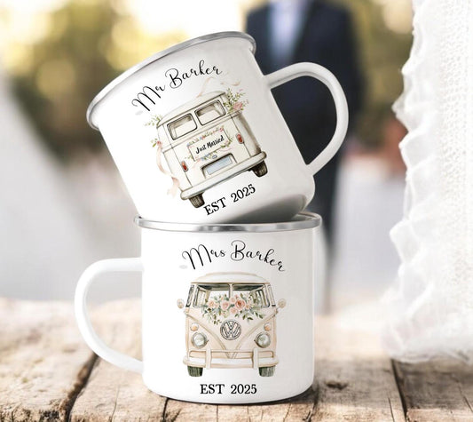 VW Enamel Campervan Wedding Mugs