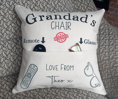 Personalised 'Reserved for Grandad' Pocket Cushion