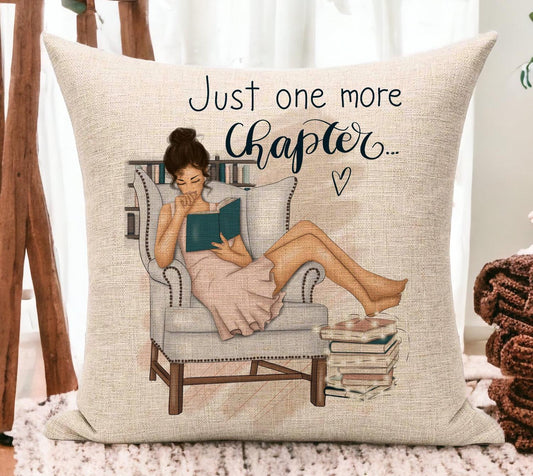 "Just One More Chapter" Book Lover Cushion