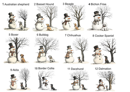 Pet Dog Glass Bauble - Snowman and Dog