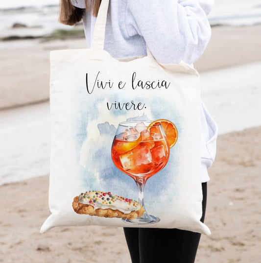 'Live and Let Live' Italy Inspired Tote Bag