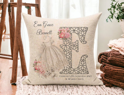 Personalised Girls Christening Cushion