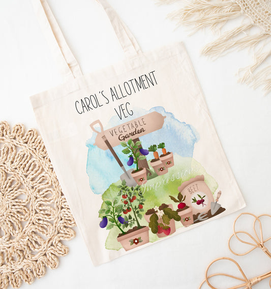 Personalised Allotment Vegetable Tote Bag