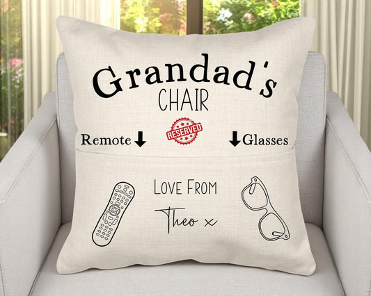 Personalised 'Reserved for Grandad' Pocket Cushion