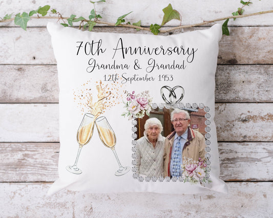 Personalised 70th Platinum Wedding Anniversary Cushion