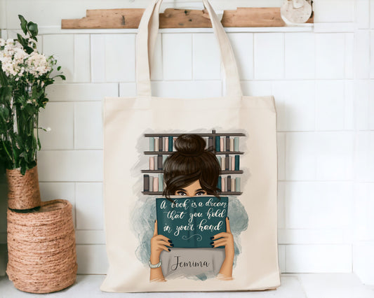 Personalised Book Lover Tote Bag - 3 Characters